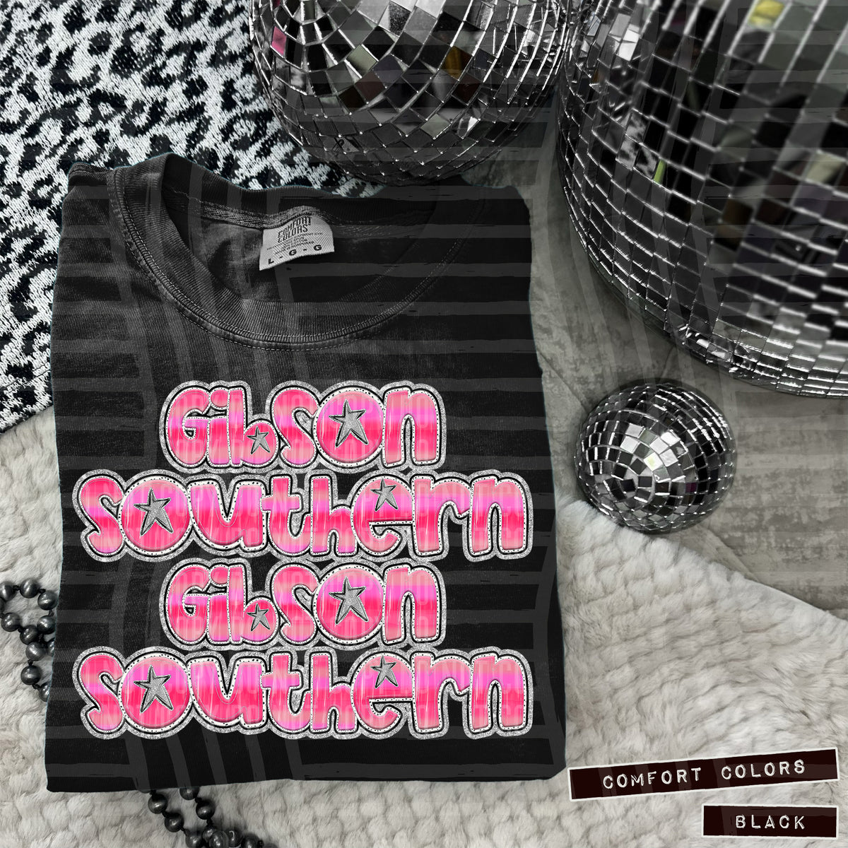 Gibson Southern Pink Stacked (Caplinger) 101938 DTF transfer