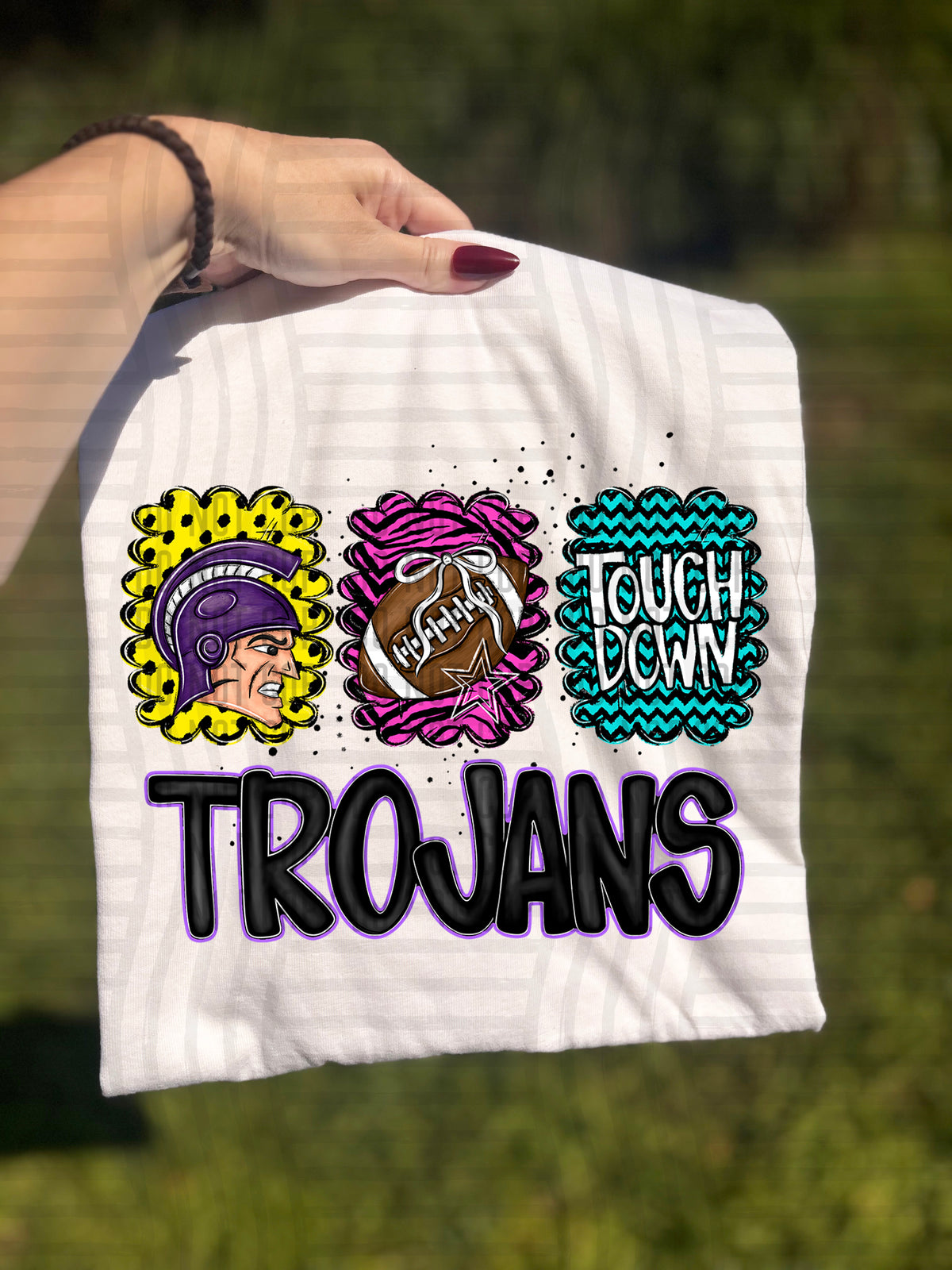 Purple Trojans Preppy Bright Trio (Caplinger) 113111 DTF transfer
