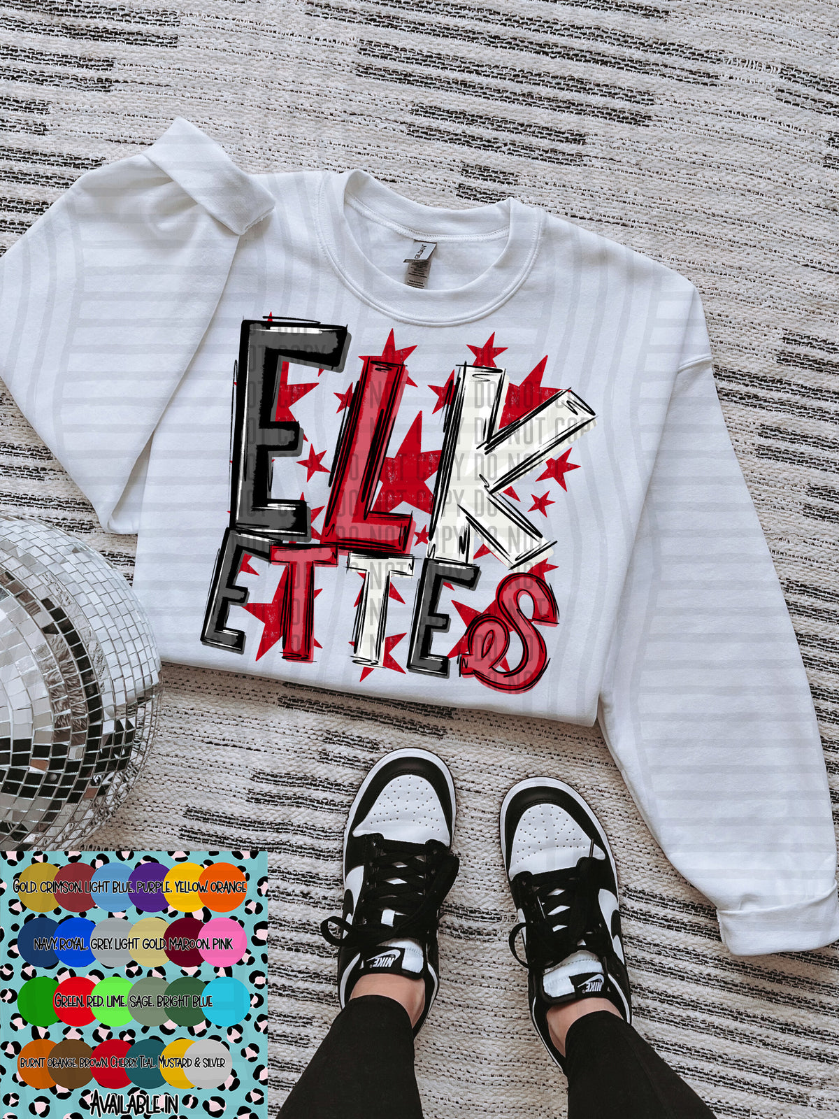 elkettes black white and red with red stars (Caplinger) DTF Transfer