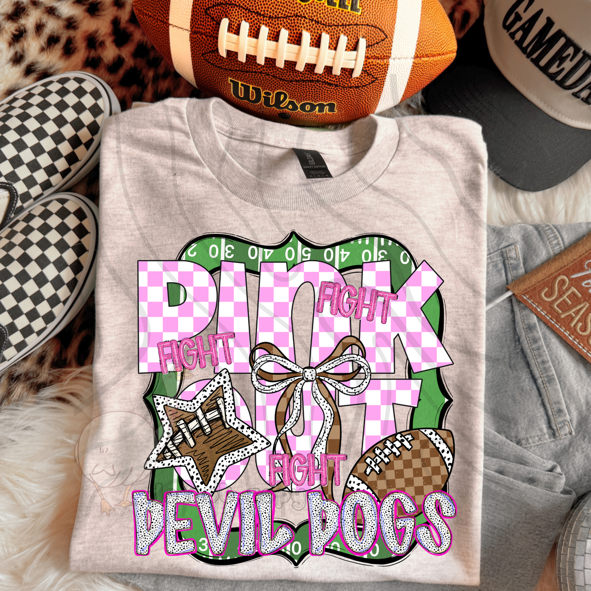 Devil dogs fight fight fight pink out (DKD) DTF transfer