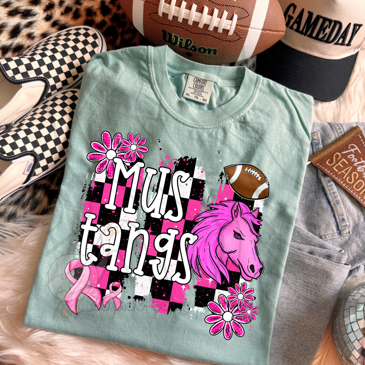 Mustangs Pink Checker Mascot (DKD) DTF Transfers