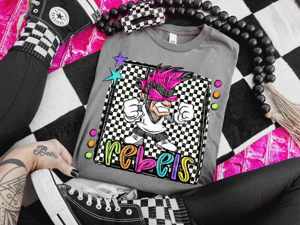 Checkered Preppy Bright Rebels Mascot (Caplinger) DTF transfer