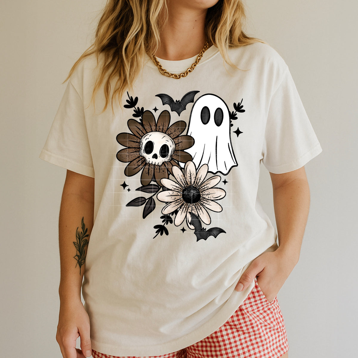 Ghost and skull flowers(CSC) DTF transfer