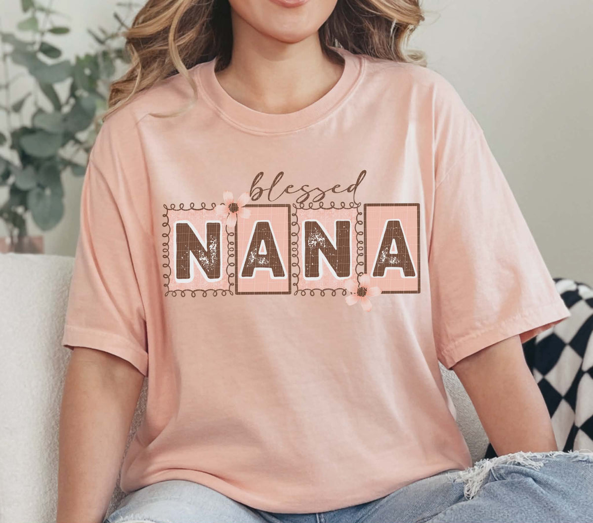 Blessed Nana blush blocks (Linda) DTF Transfer