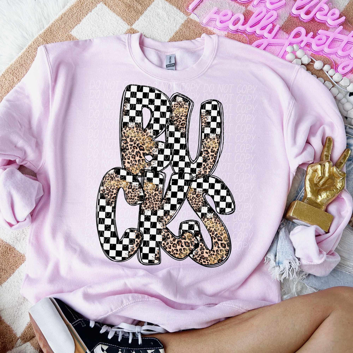 Bucks checkered leopard filled (CITY) 53125 DTF transfer