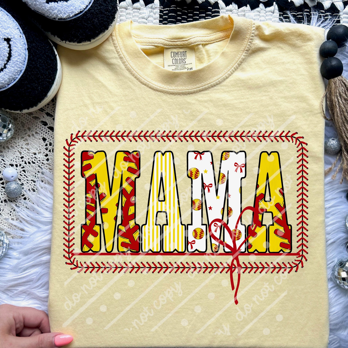 Mama softball stitch frame (MZ) DTF Transfer
