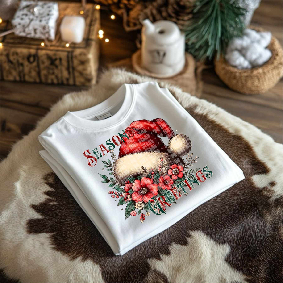 Season greetings Santa hat (LANE) 62743 DTF transfer