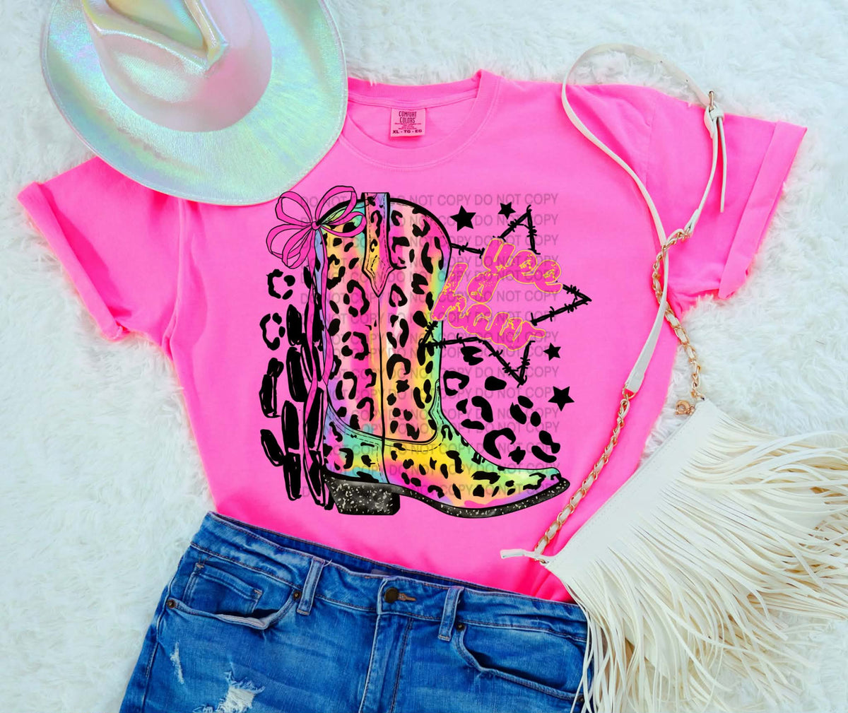 Rainbow leopard cowboy boot (scg) DTF Transfer