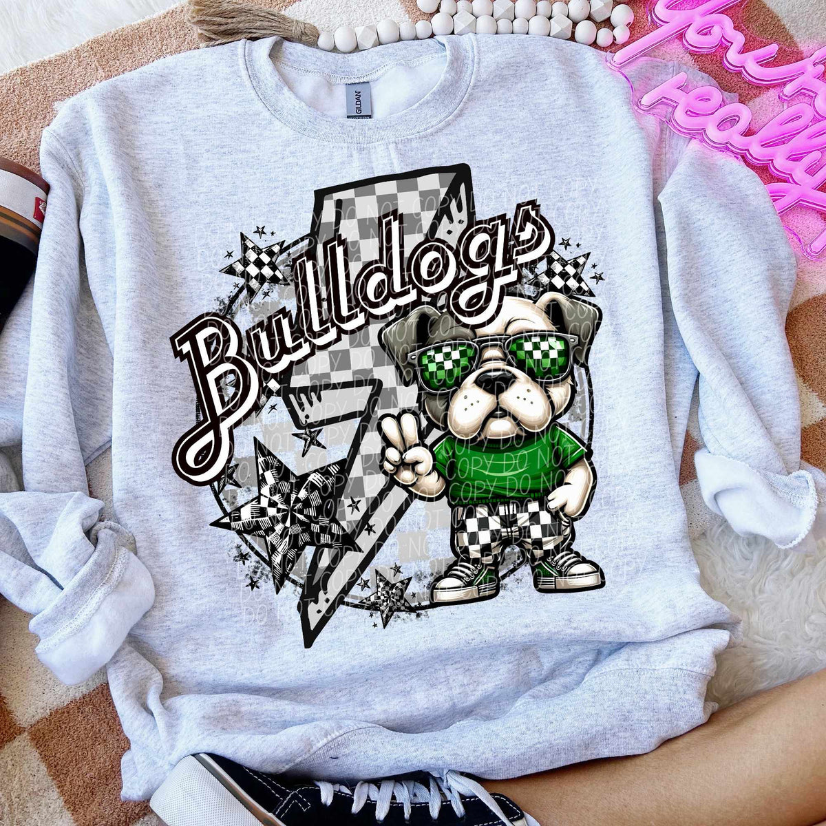 Bulldogs green outfit lightning bolt (CITY) 52466 DTF transfer