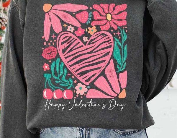 Happy Valentine’s Day white font heart center 75942 DTF transfer