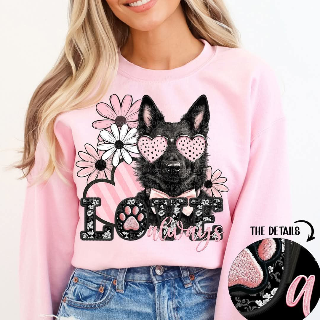 Love always black German shepherd (TTD) 80789 DTF transfer