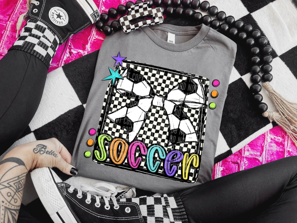 Soccer 2 checkered preppy bright (Caplinger) 91452 DTF transferr