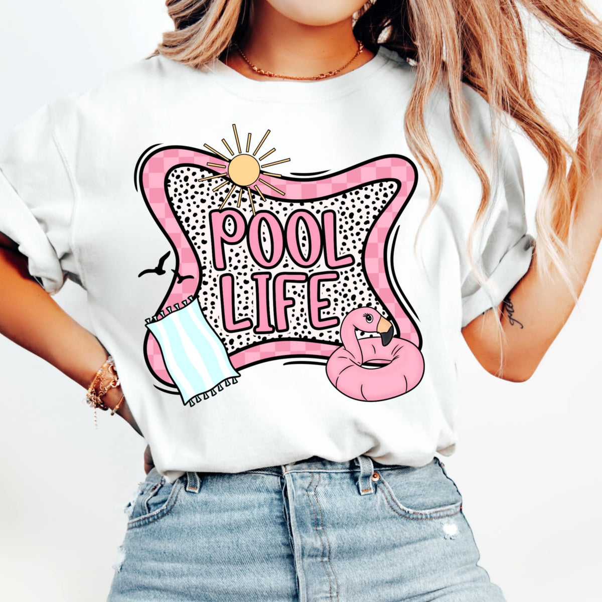 Pool life pink border (CMD) 97816 DTF transfer