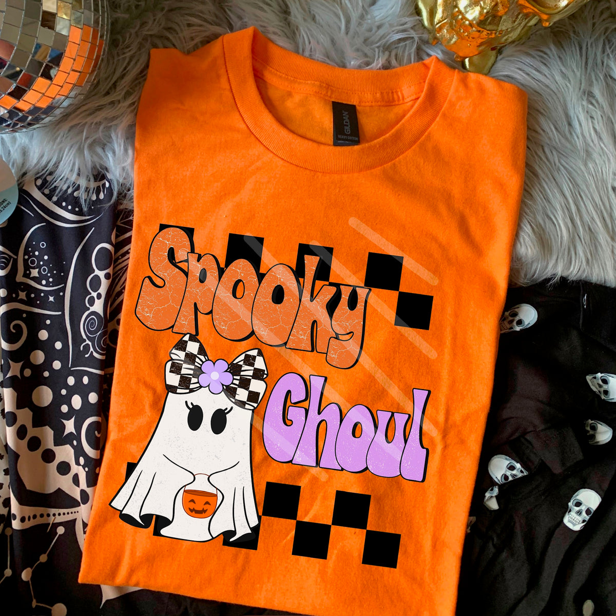 Spooky Ghoul Ghost with bow 110764 DTF transfer