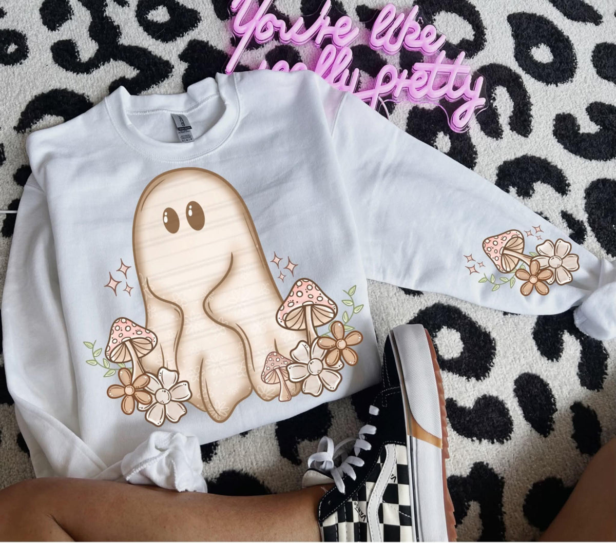 Mushroom Floral Ghost front only (Linda) DTF Transfer