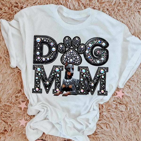 Doberman Dog mom rhinestone 49104 DTF transfer