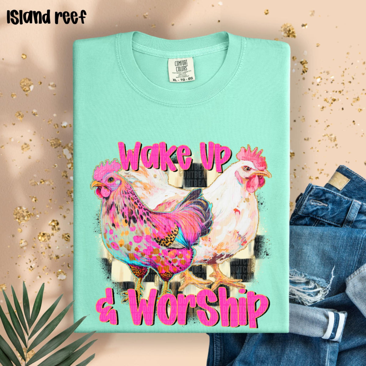 Wake up & worship chickens (SDD) 95651 DTF transfer