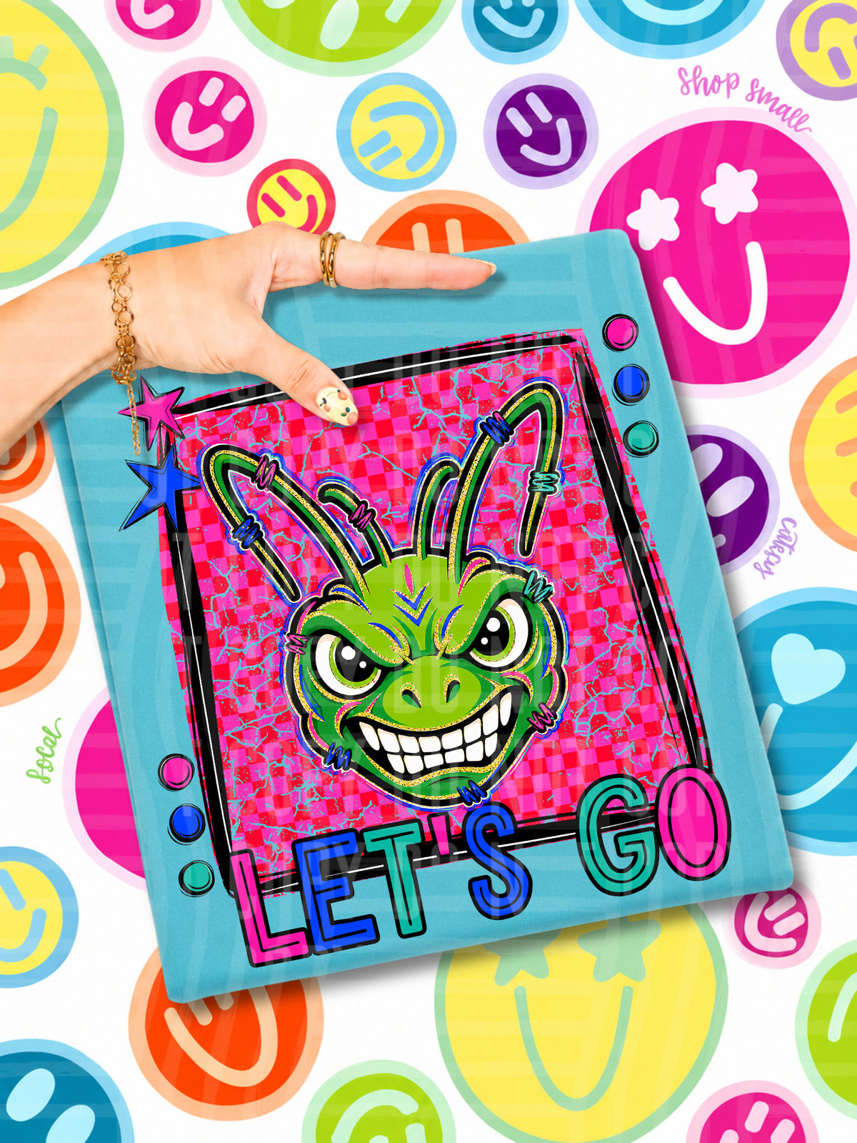 Lets go grasshopper candy mascots (Caplinger) DTF transfer