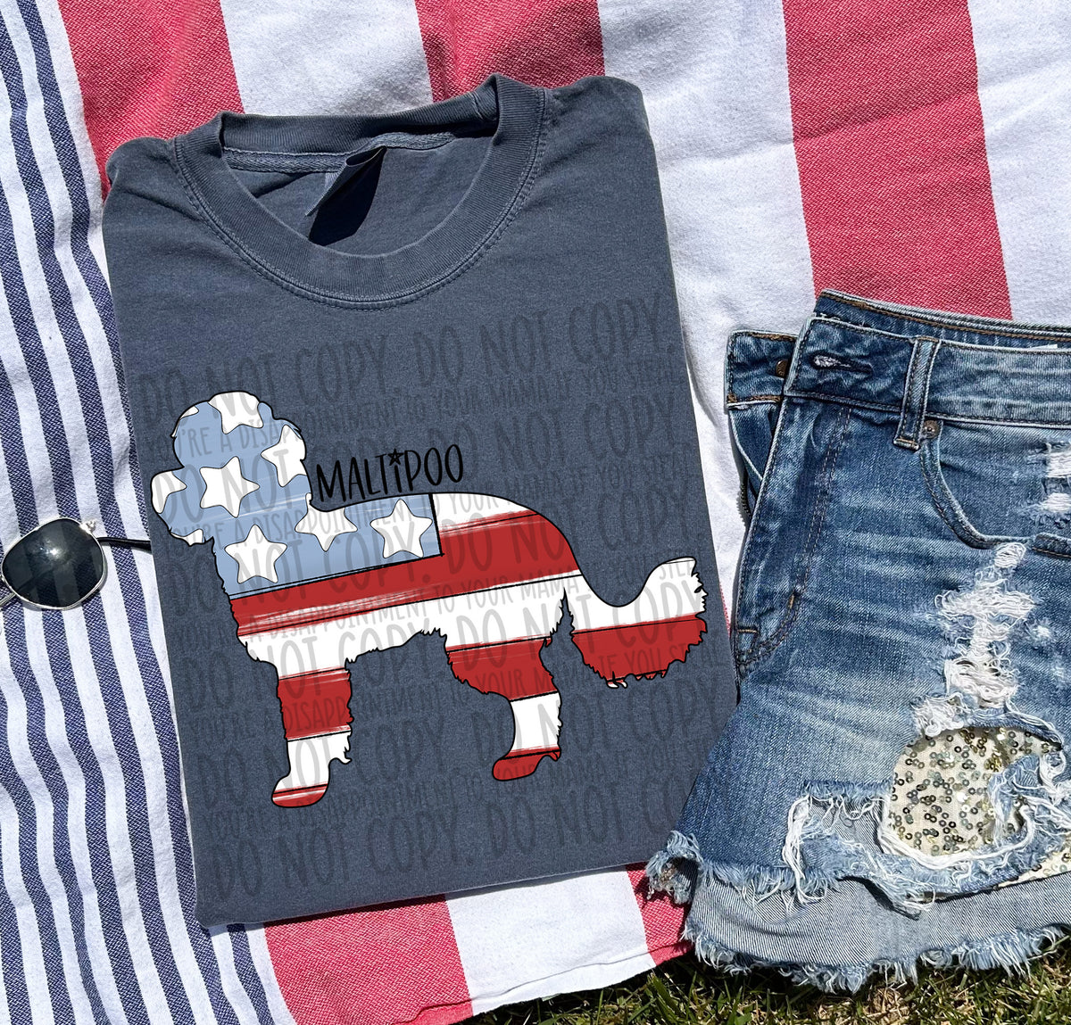 MALTIPOO patriotic black font (SWD) DTF transfer