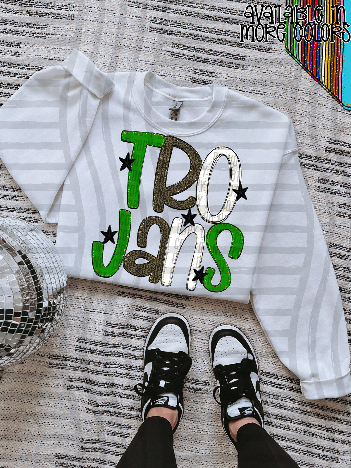 green, gray and white, trojans stacked (Caplinger) DTF Transfer