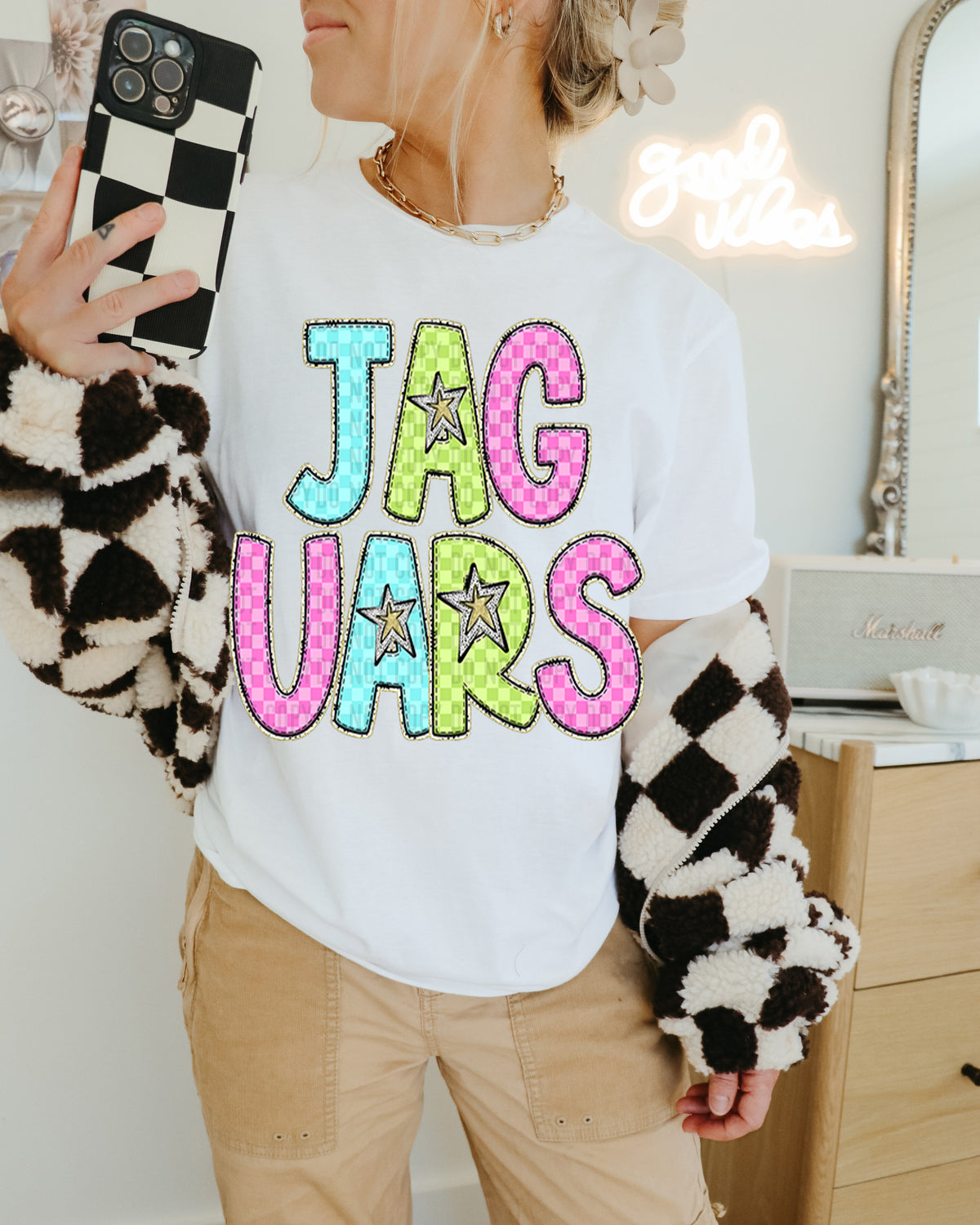 Jaguars Colorful Checkered (caplinger) DTF transfer