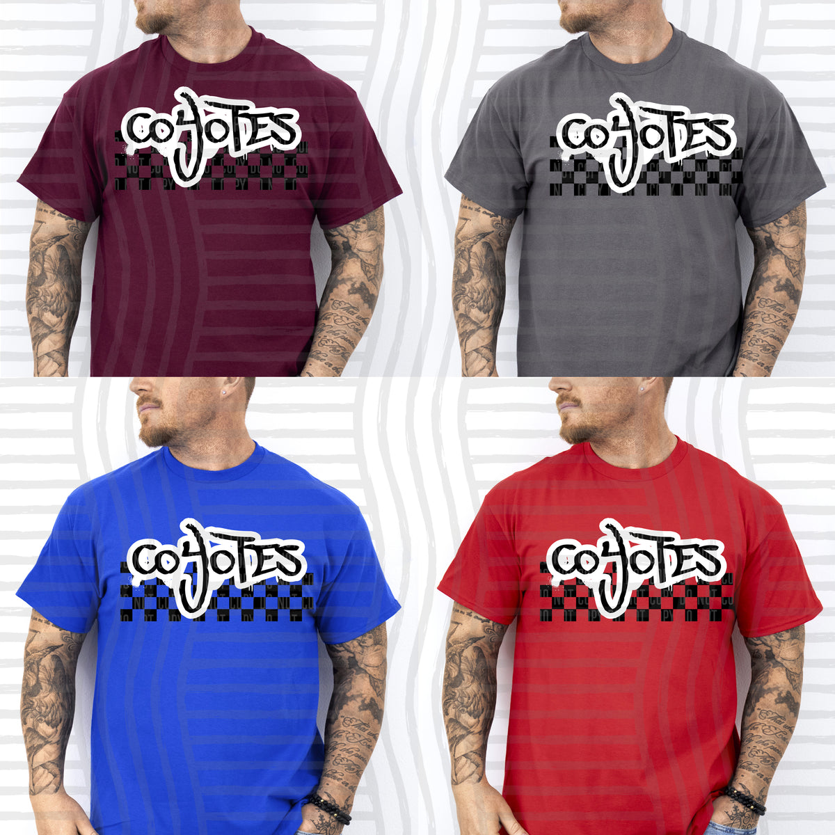 coyotes black messy font with checkers (Caplinger) DTF Transfer