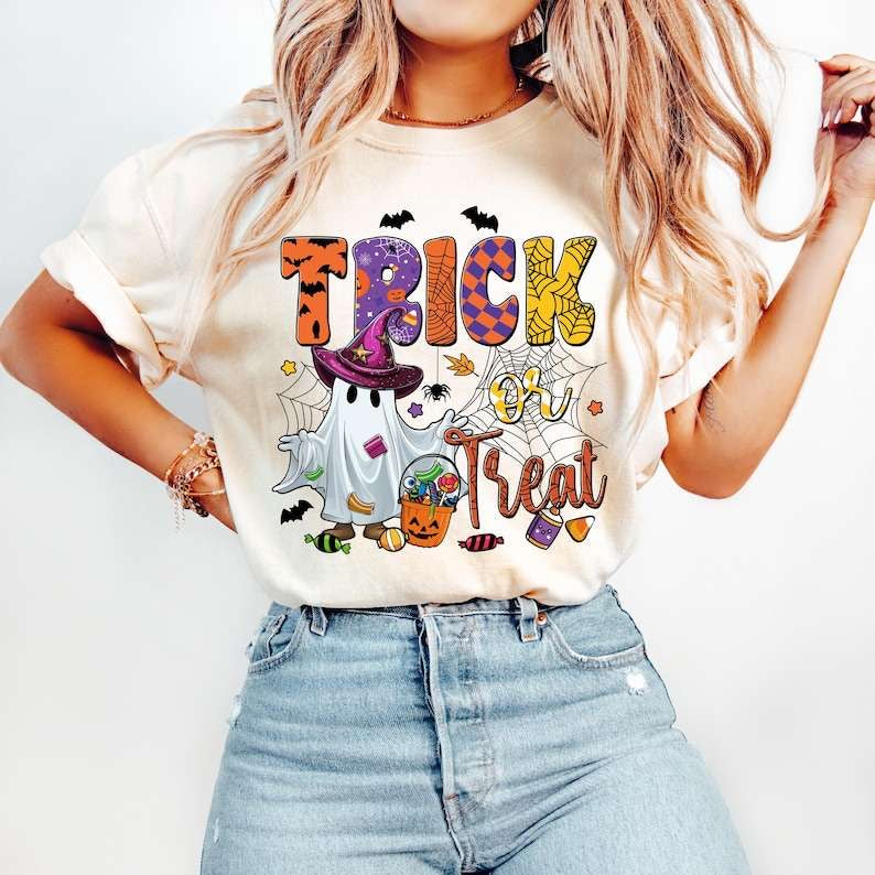 Trick or treat ghost witch hat 62168 DTF transfer
