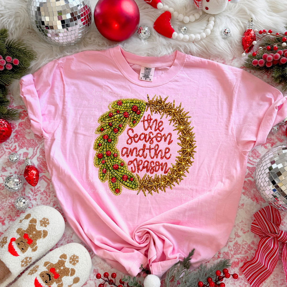 The reason and the season wreath faux beads 117509 DTF TRANSFER