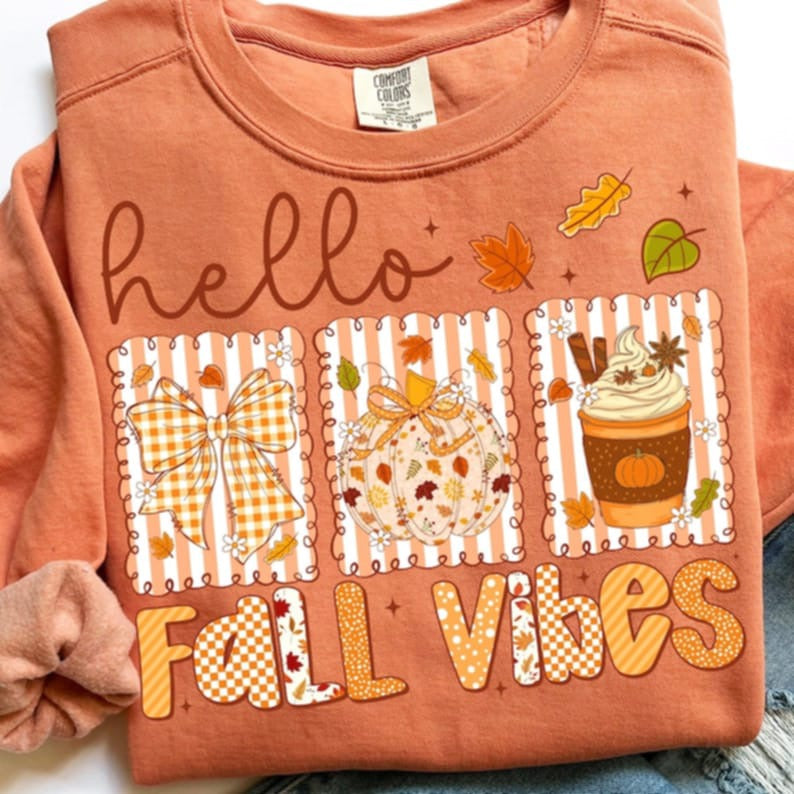 Hello Fall Vibes Frames DTF transfers