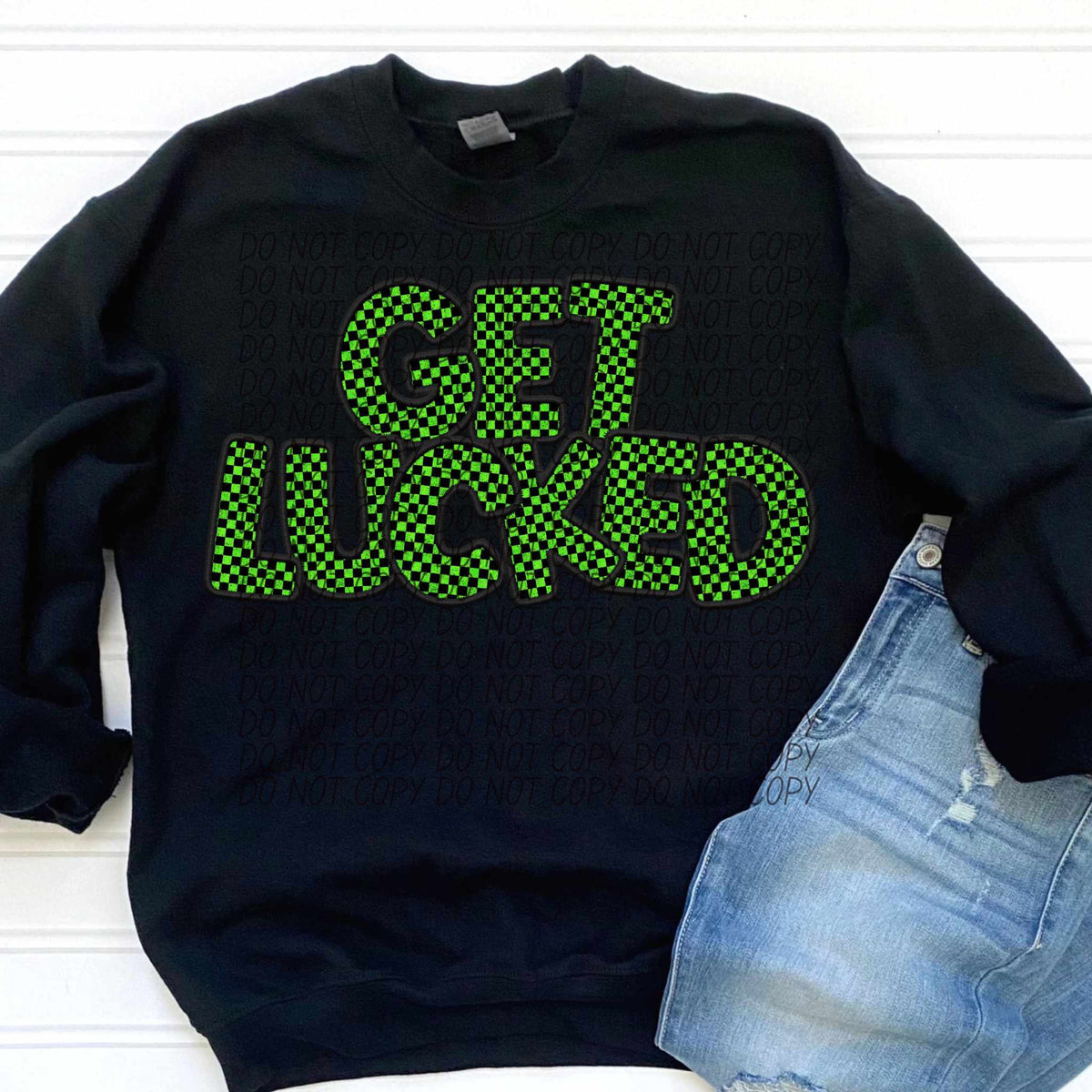 Get lucked bold green checkered (CITY) 85088 DTF transfer