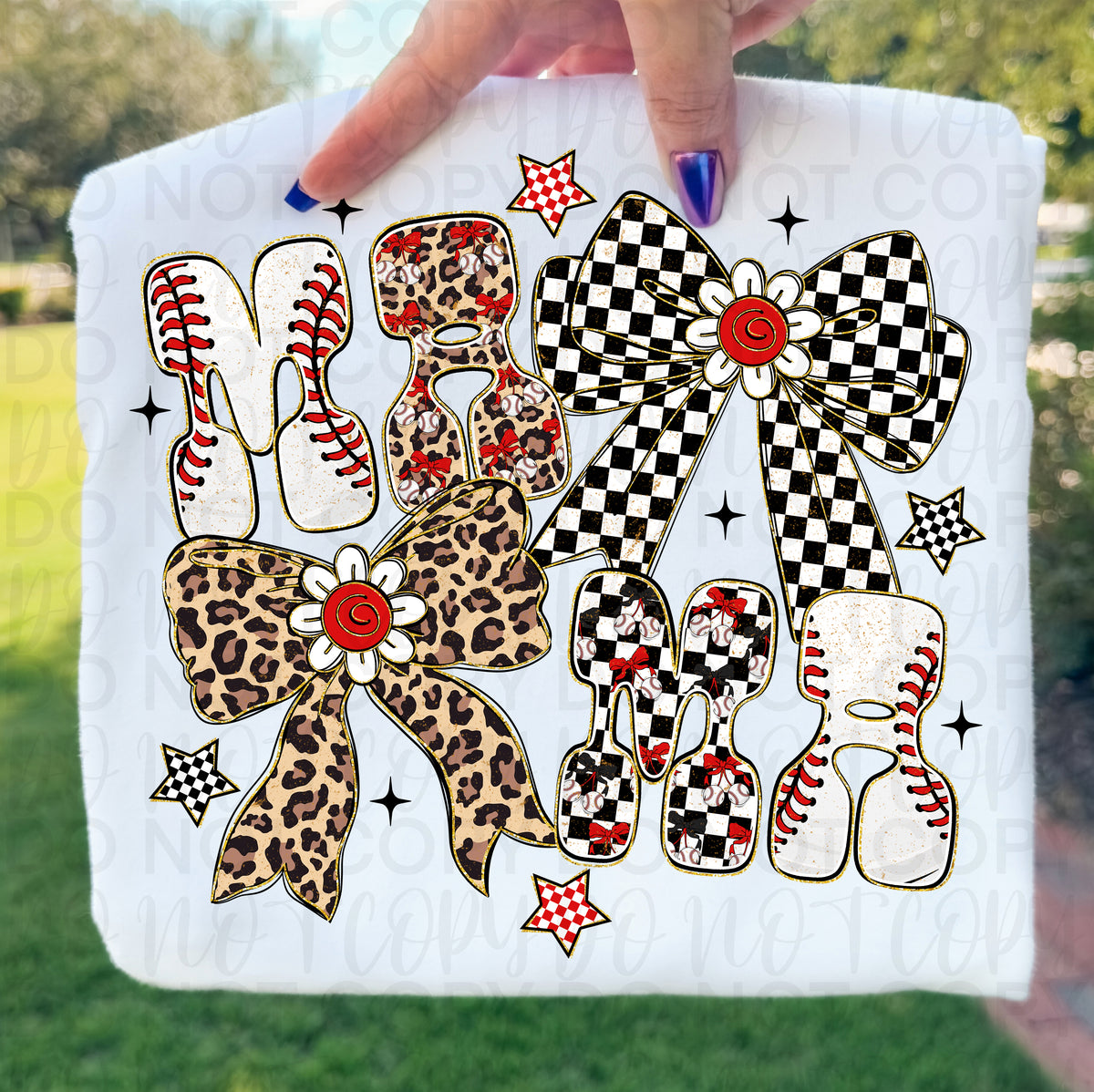 Mama (baseball print with leopard and checker) (UAC) DTF Transfer