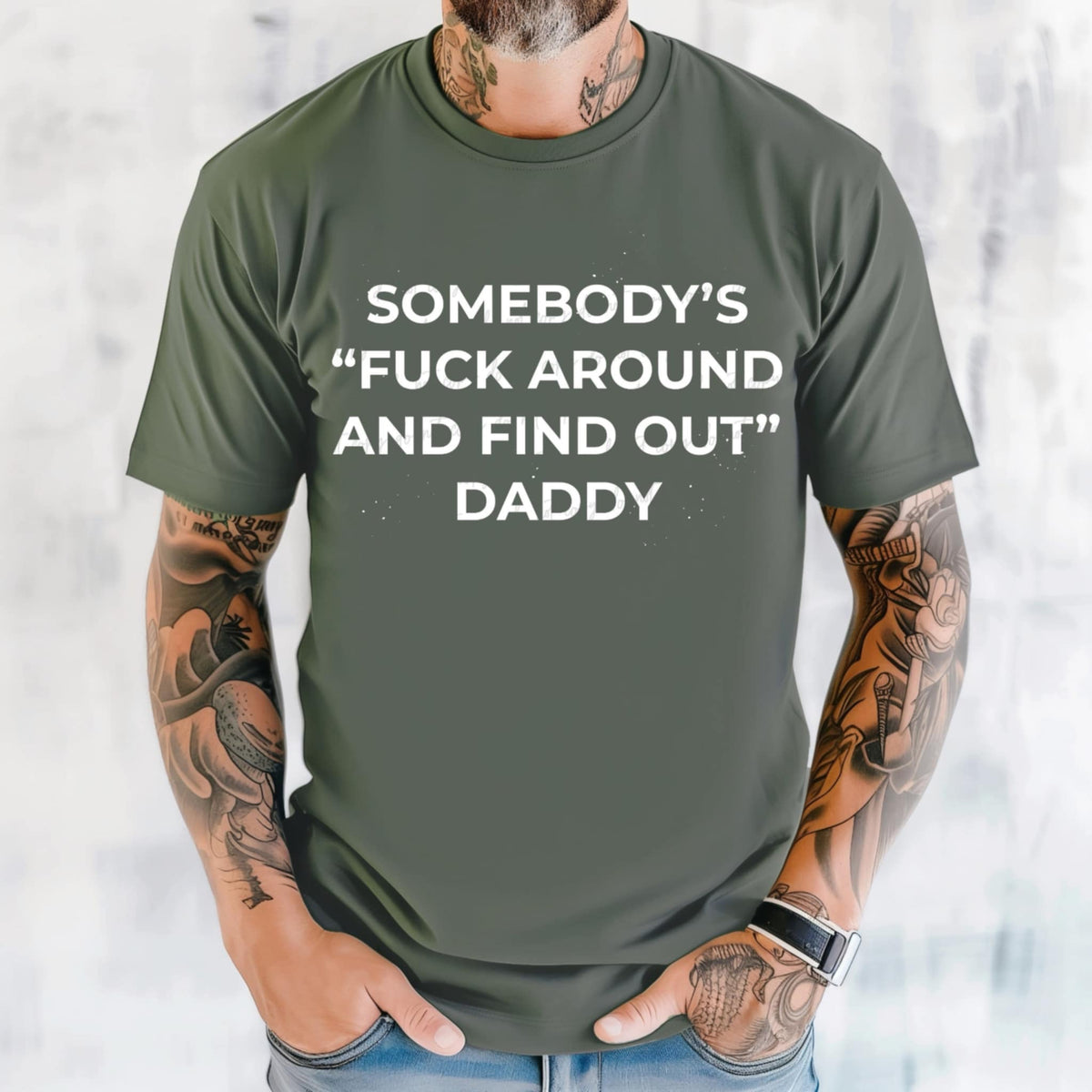 Somebody’s “fuck around and find out” daddy WHITE (VIRGO) 90653 DTF transfer