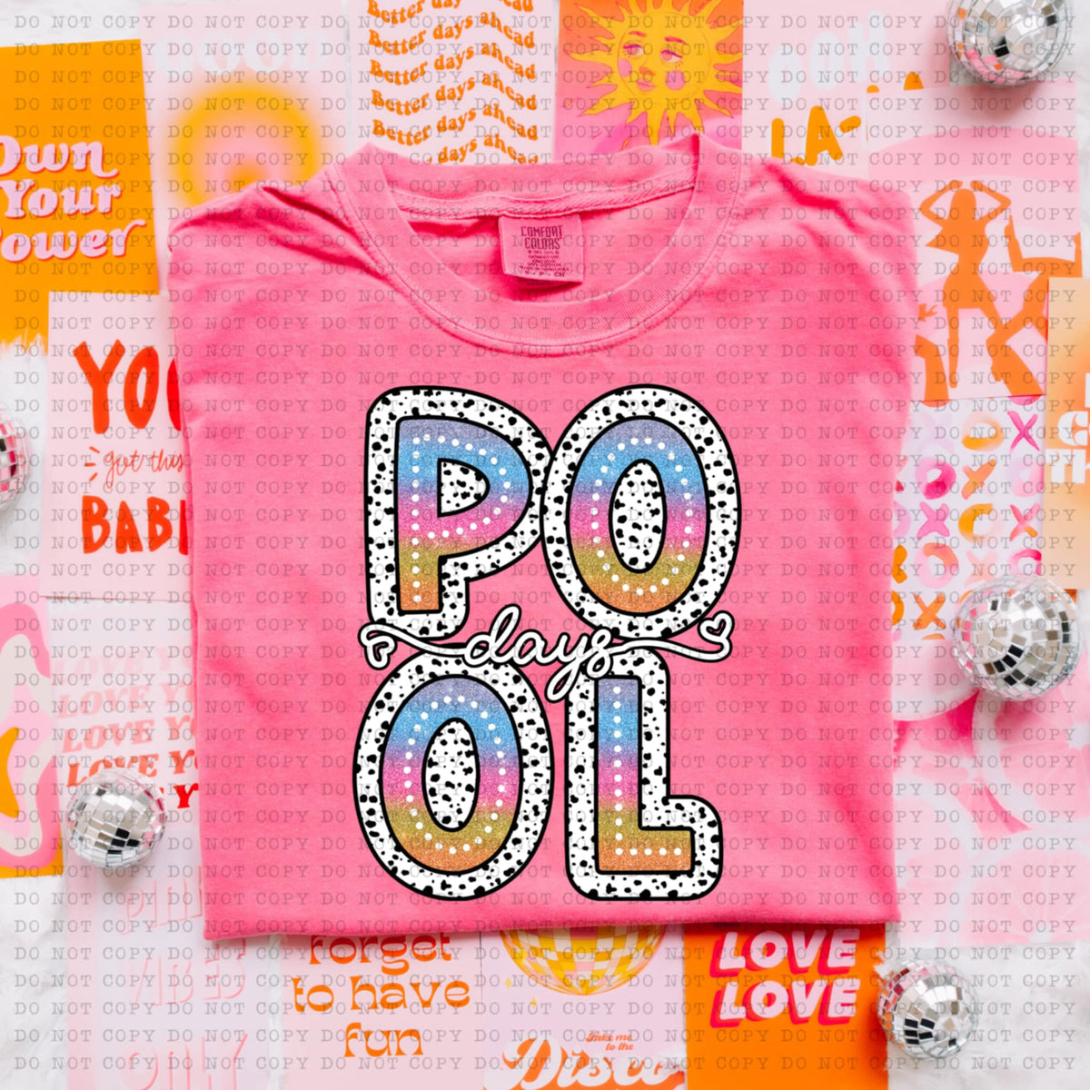 Pool days stacked tie dye dottie (ECHT) 94208 DTF transfer