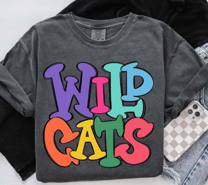 Wildcats colorful bubble font (S&G) 64468 DTF transfer