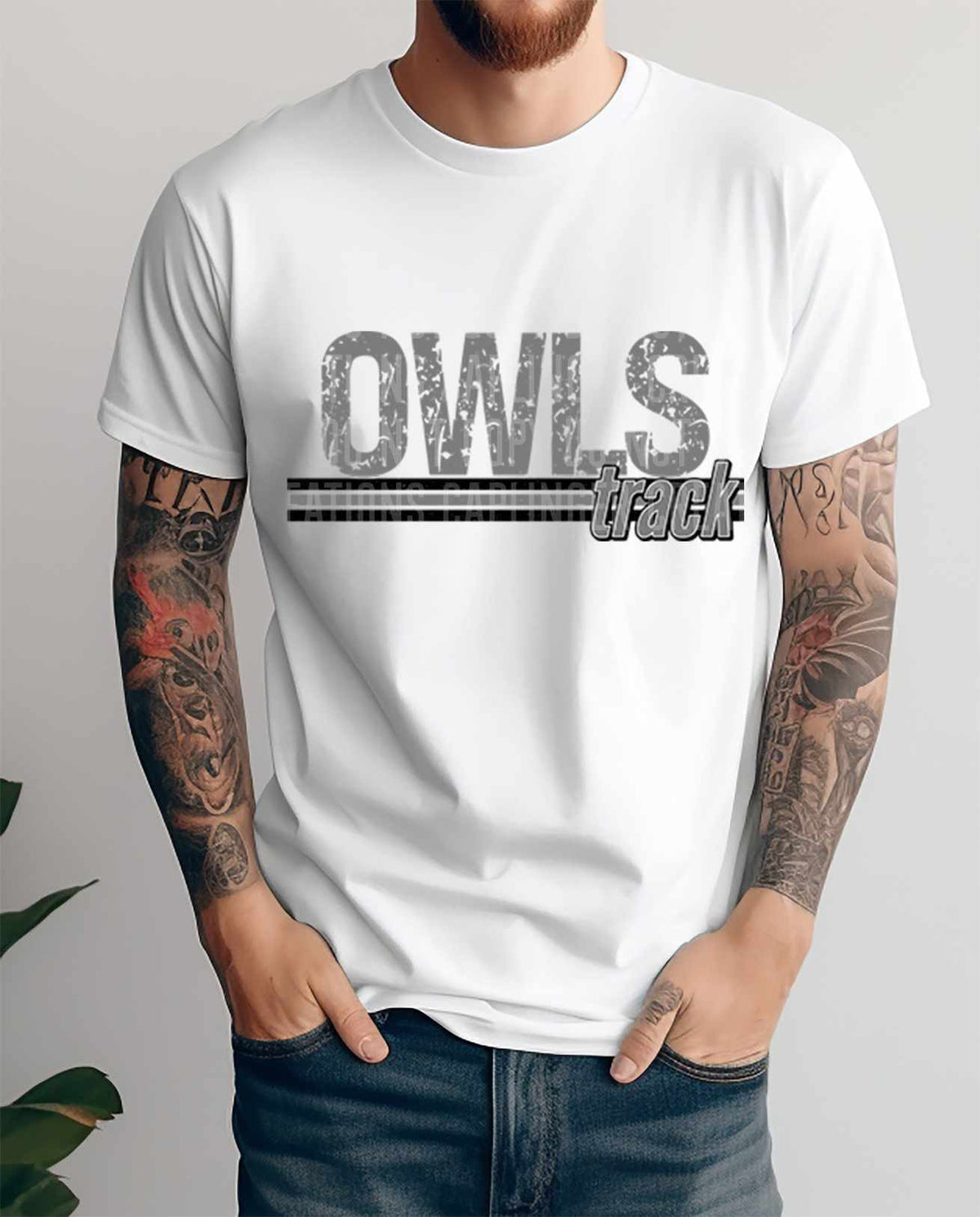 Owls track grey vintage (caplinger) 80987 DTF transfer