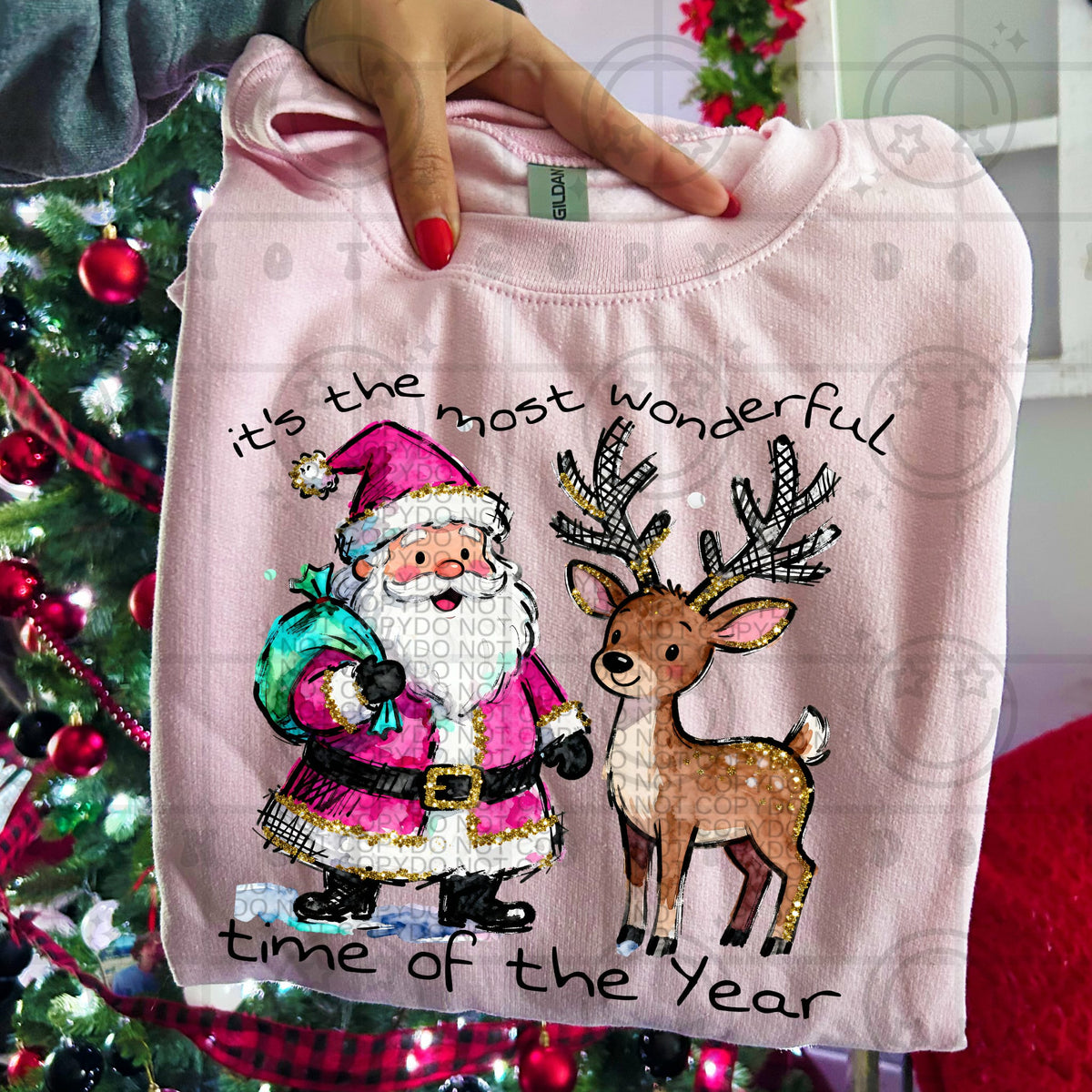 Wonderful time of the year Santa and reindeer (HW) DTF transfer