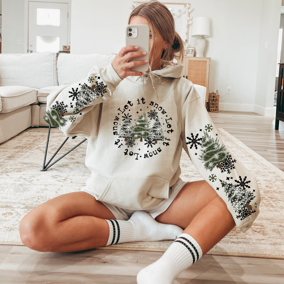 Let it Snow Trees (front only) black words (CSC) DTF Transfer