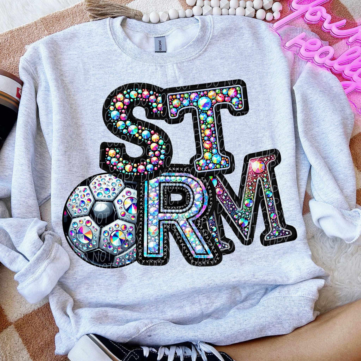 Storm rhinestone soccer (CITY) 77080 DTF transfer