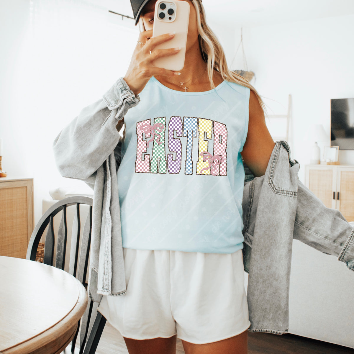 Easter colorful Checker DTF transfer