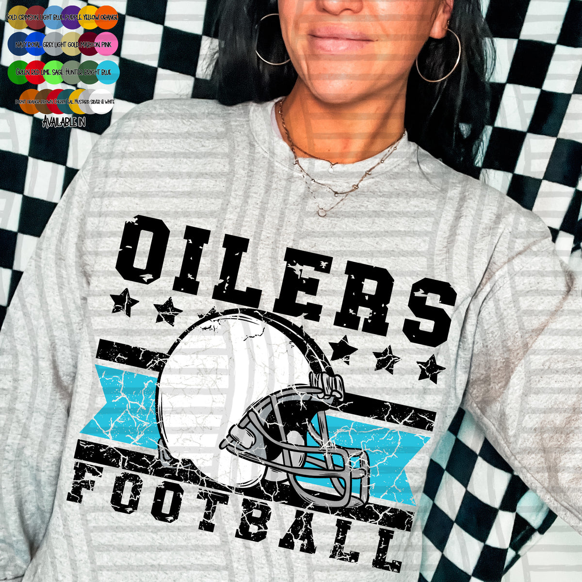 oilers football helmet distressed colors (caplinger) DTF transfer