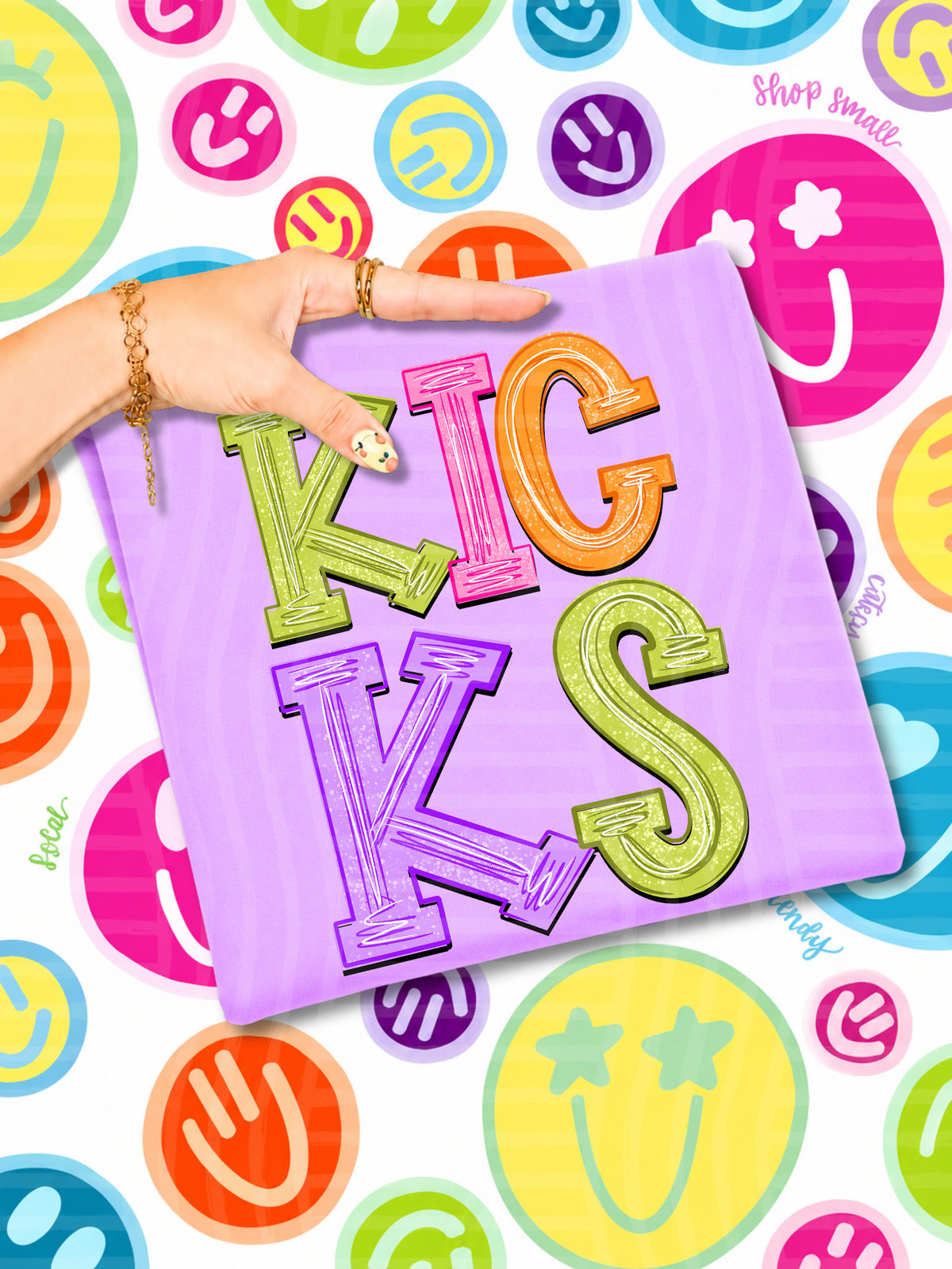 kicks simply colorful stacked (Caplinger) DTF Transfer