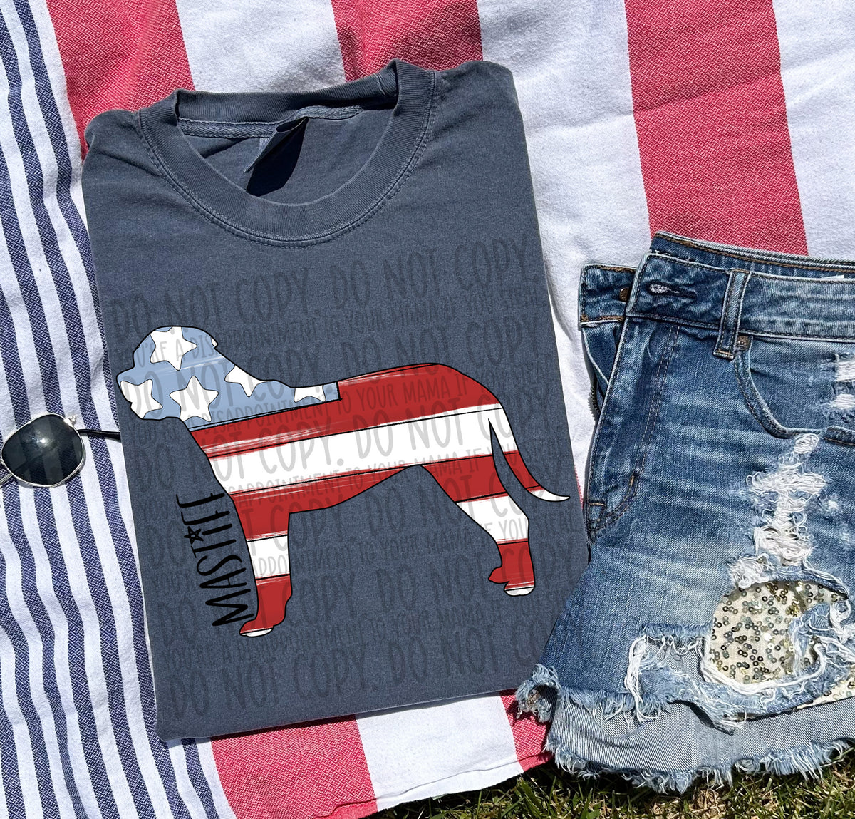 MASTIFF patriotic black font (SWD) DTF transfer