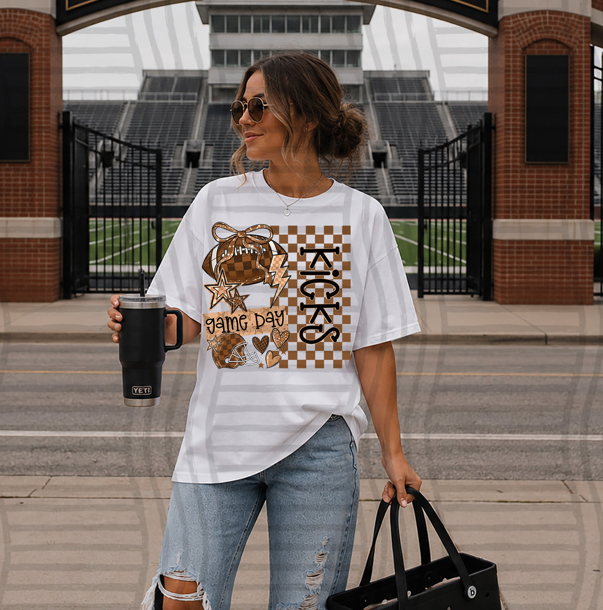 kicks glittery gameday checks (Caplinger) DTF Transfer
