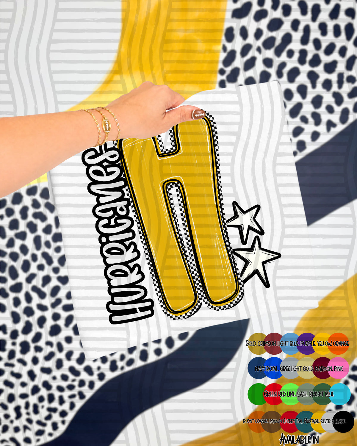 Hurricanes Checker Crush Yellow (Caplinger) DTF transfer