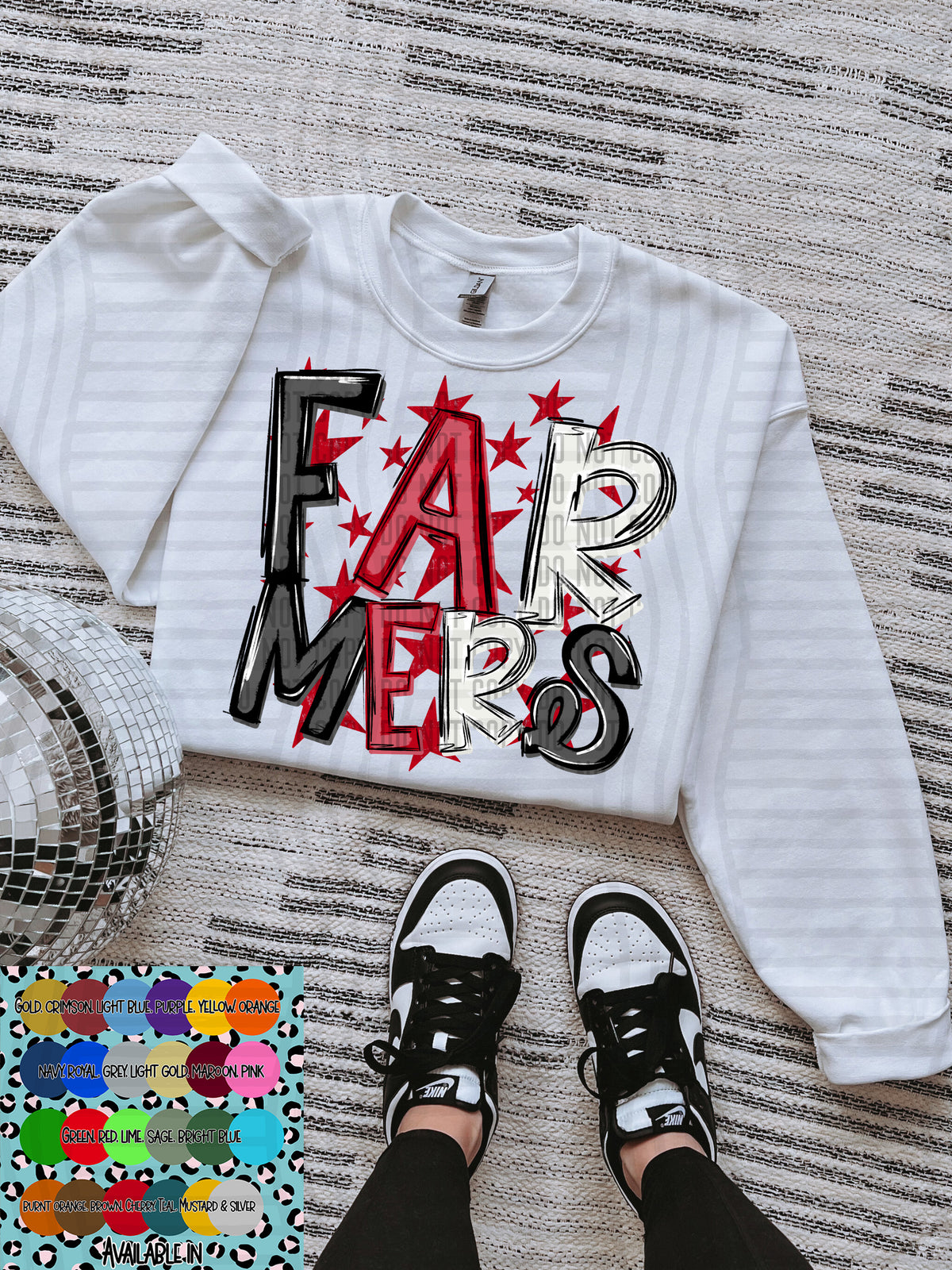 farmers black white and red with red stars (Caplinger) DTF Transfer