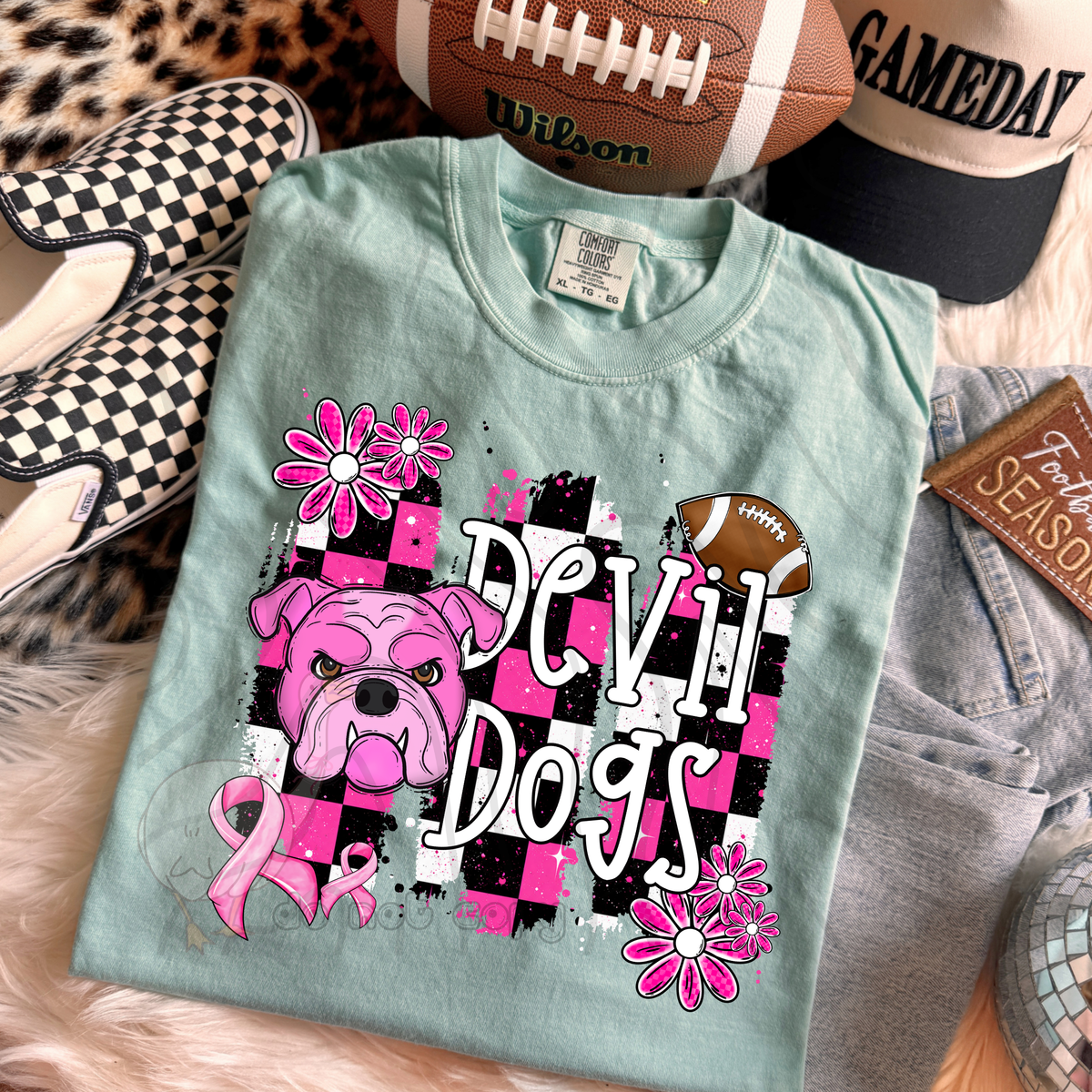 Devil Dogs Pink Checker Mascot (DKD) DTF Transfers