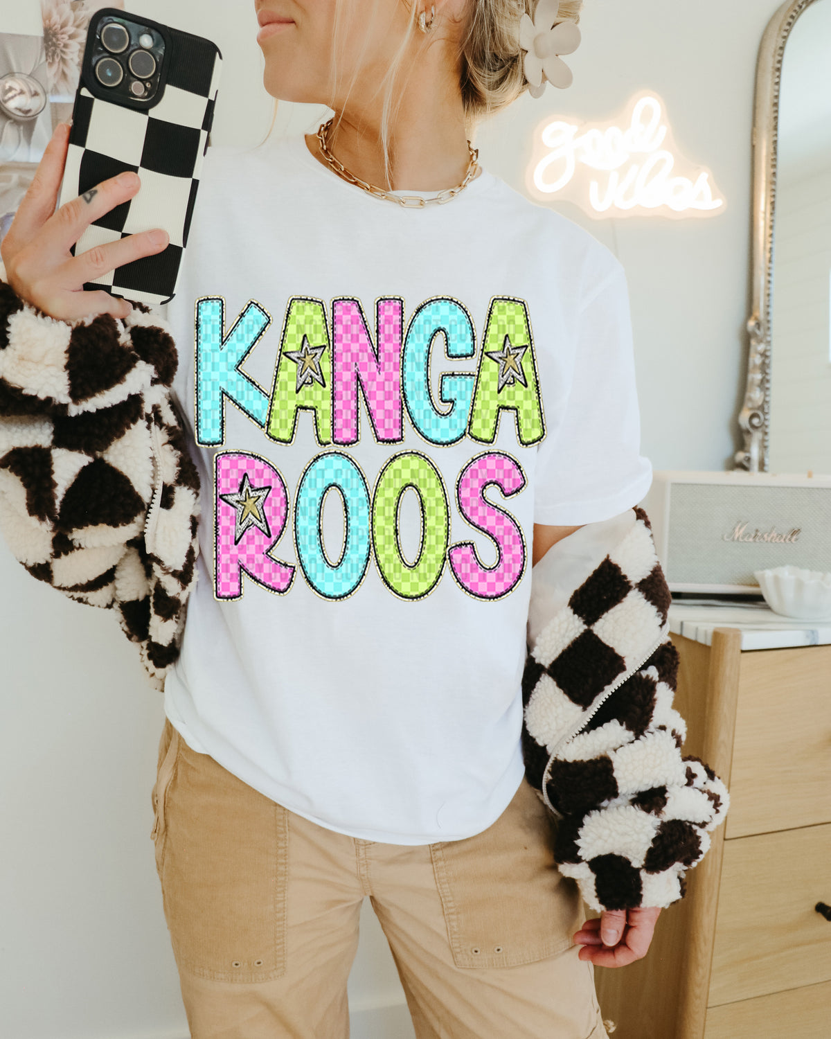 Kangaroos Colorful Checkered (caplinger) DTF transfer