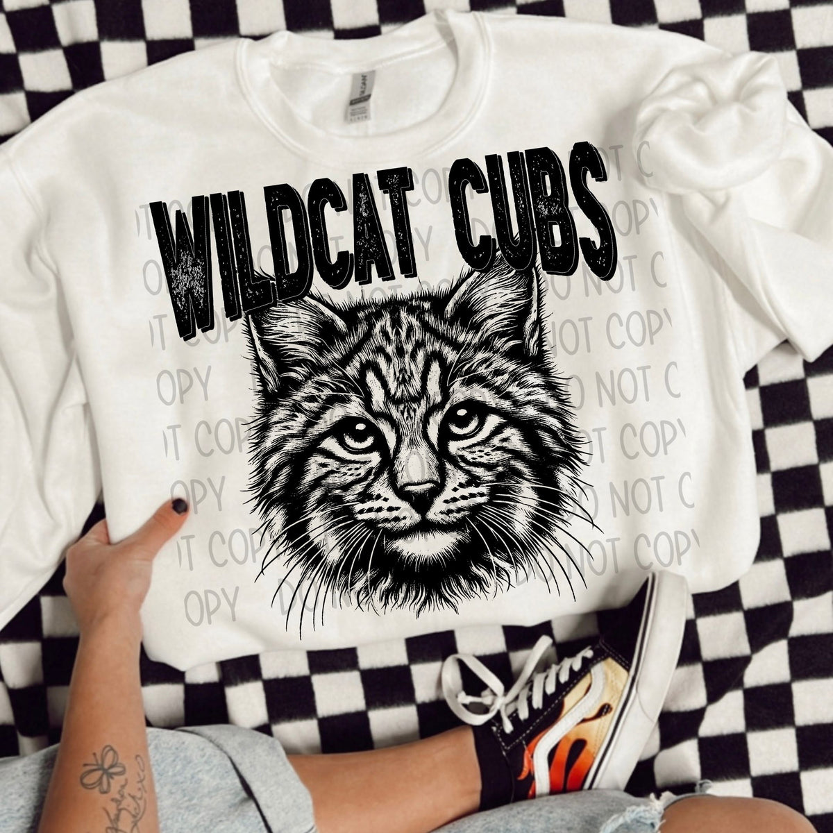 Wildcat cubs black/white outline DTF transfer