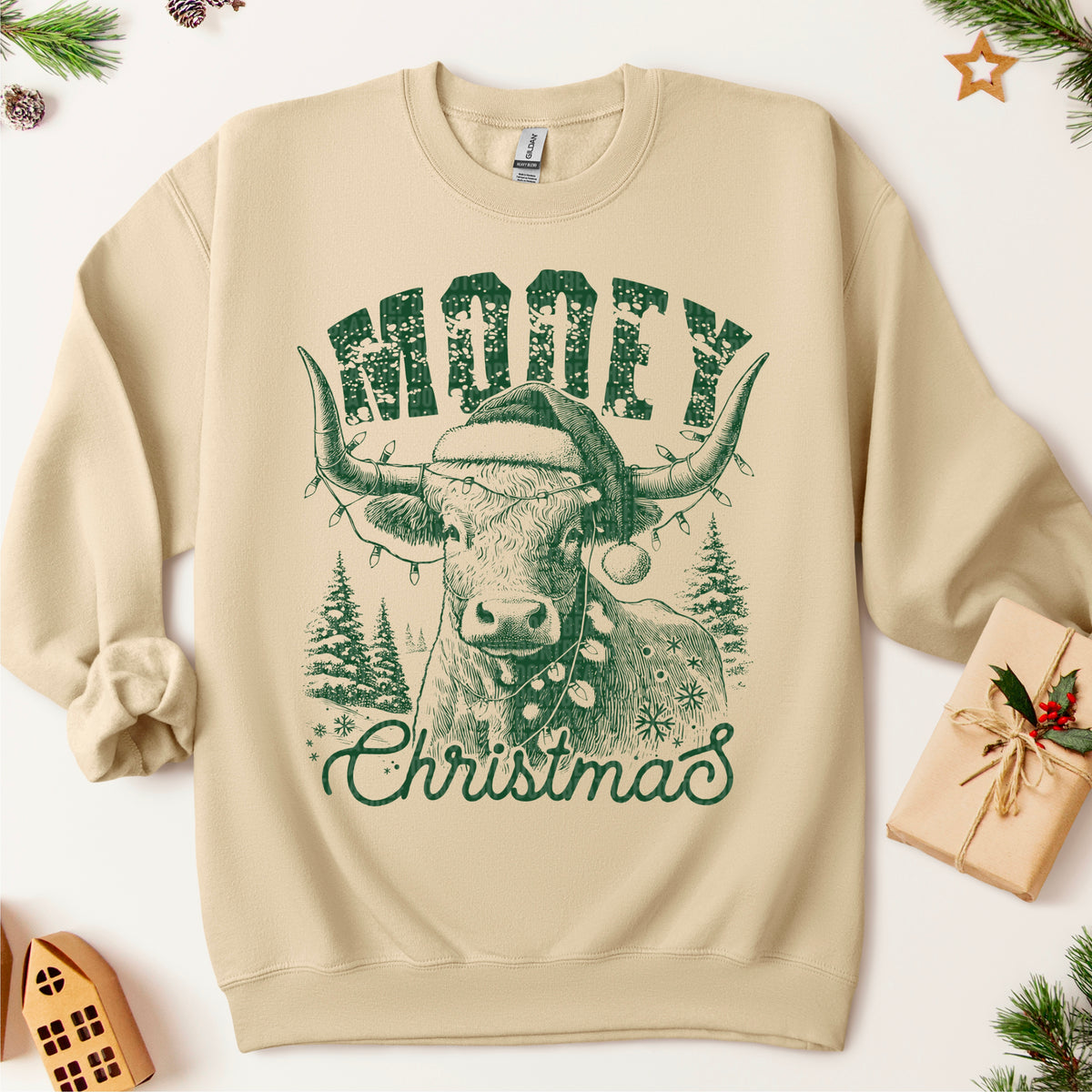 Mooey Christmas GREEN 113358 DTF transfer