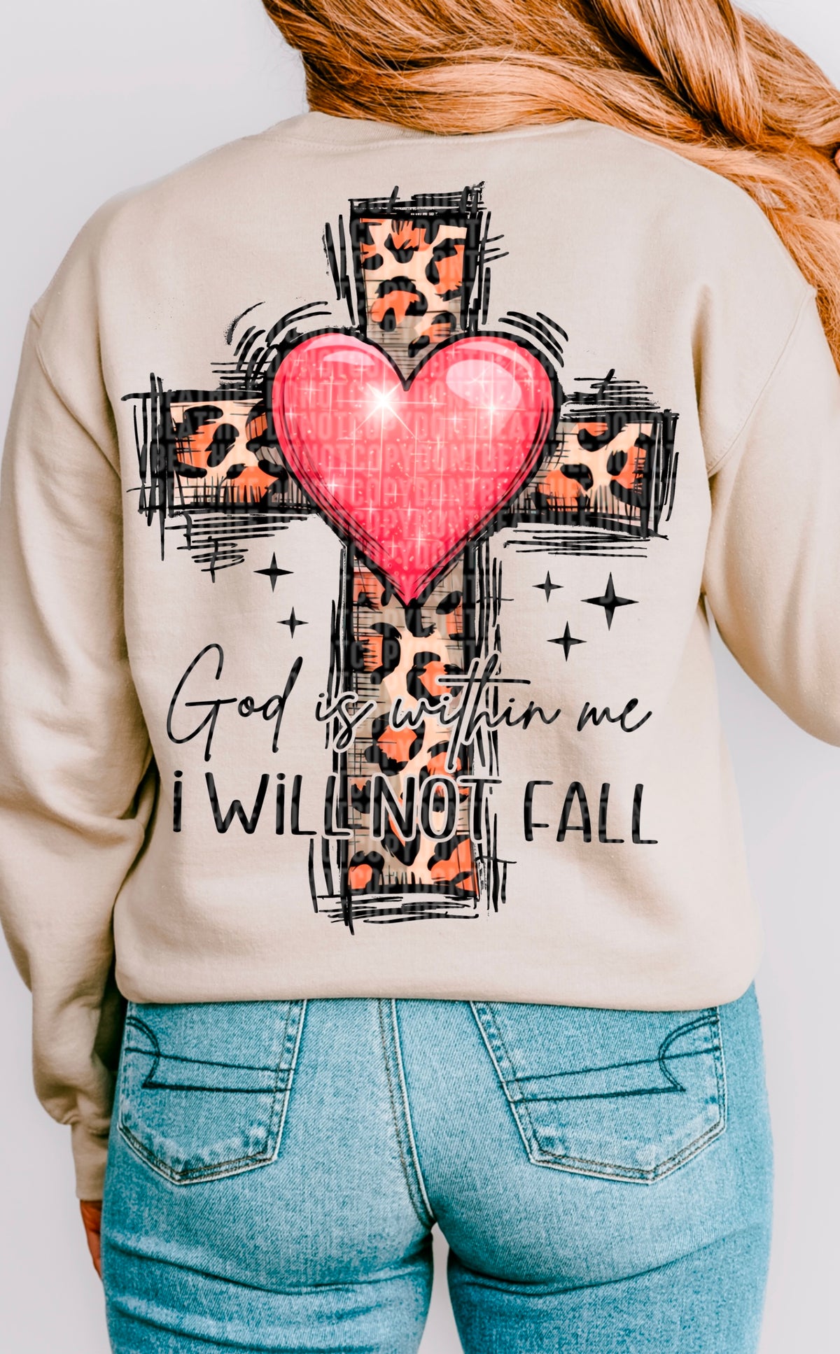 God is within me I will not fail black font 93366 DTF transfer